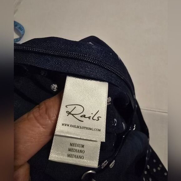 Rails Gabrielle Navy Speckeled Dots Jumpsuit Wide Legs Size M - Picture 4 of 14